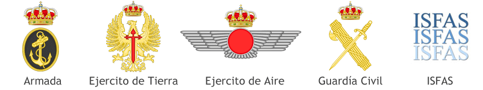 Armada, Ejercito de Tierra, Ejercito de Aire, Guadia Civil e ISFAS